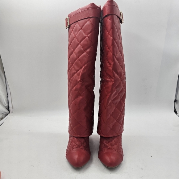 Wild Diva Lounge London Quilted Knee High Boot Red Size 5.5 NWOB - Picture 6 of 10